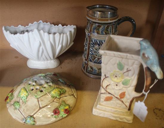 Silver mounted Doulton jug, Sylvac pottery etc(-)